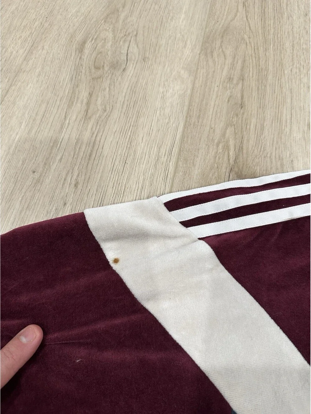 Retro Adidas Velour Tack Top Jacket Mens Medium Burgandy